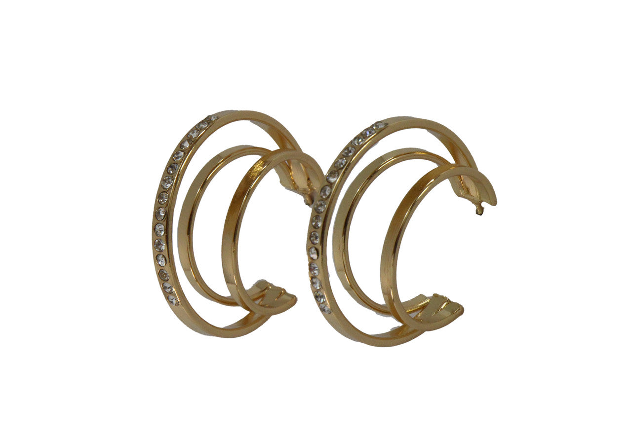 le bos West and Co. Gold and Rhinestone 1 inch Multi Hoop Earrings E984G