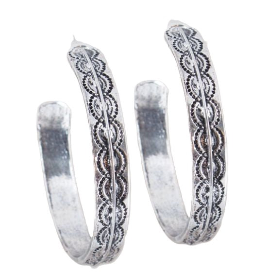le bos West & Co. Burnished Silver Tone Women's Hoop Earrings E586