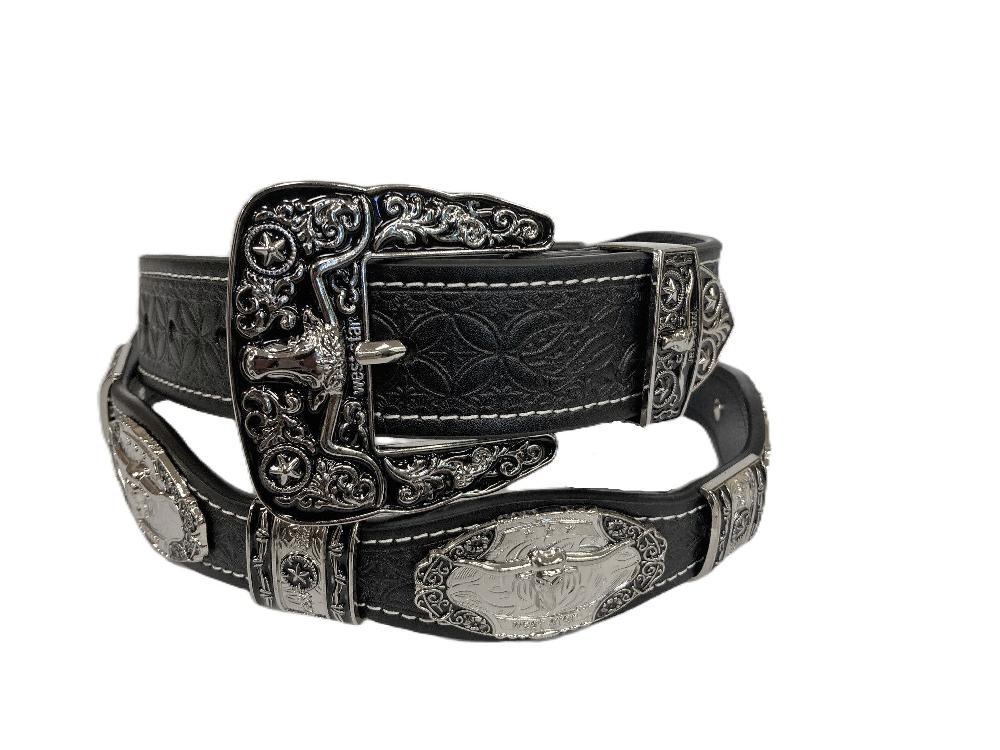 le bos West Star Black Belt with Longhorn Conchos LONGHORN BK