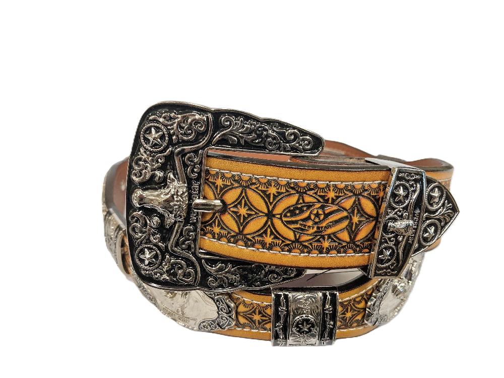 le bos West Star Brown Rooster Concho Belt ROOSTER BR