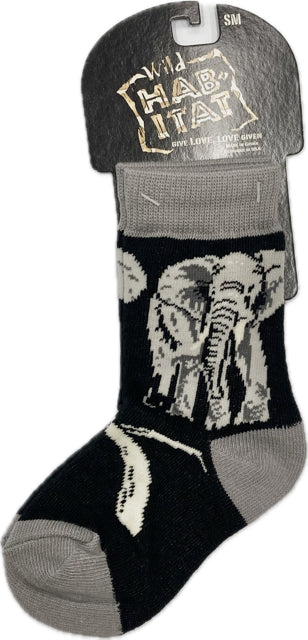 le bos Wild Habitat Black Elephant Children's Socks HA09X006