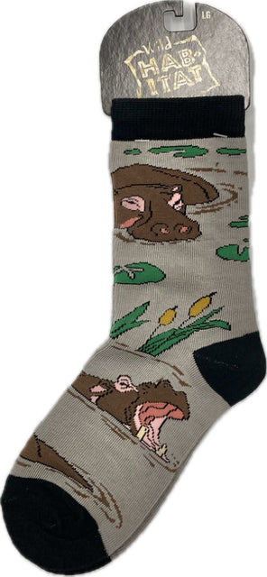 le bos Wild Habitat Grey Hippo Children's Socks HA01F006