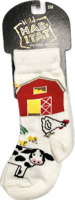 le bos Wild Habitat White Farm Animals Children's Socks CB99D003