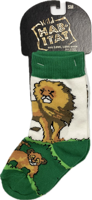 le bos Wild Habitat White/Green Lion Children's Socks HA01F011