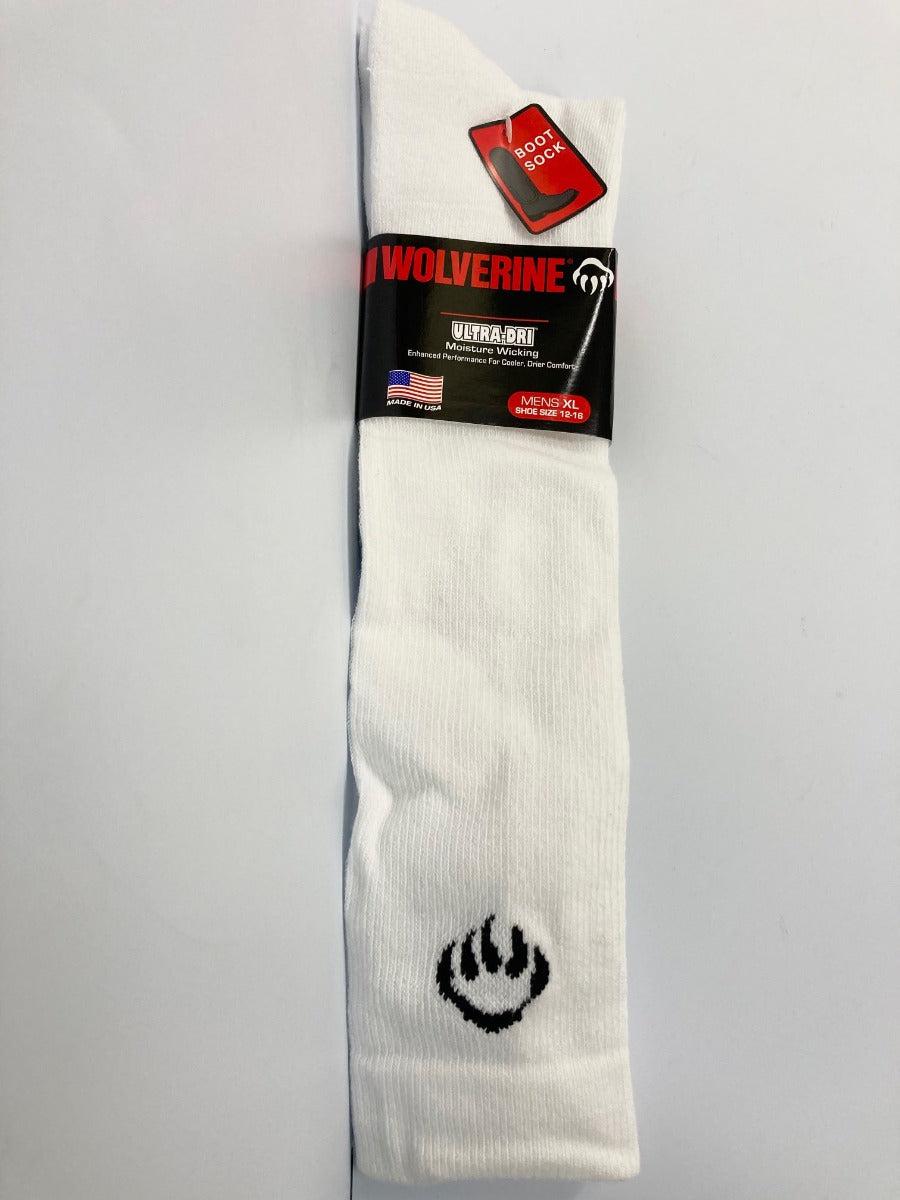le bos Wolveine White Ultra-Dri Over the Calf Men's Moisture Wicking Socks 8405-WHITE