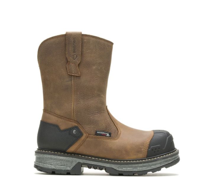 Le Bos Wolverine Brown 11 Inch Pull-on Hellcat Ultraspring Waterproof Carbonmax Carbon Toe Mens Work Boots W211141