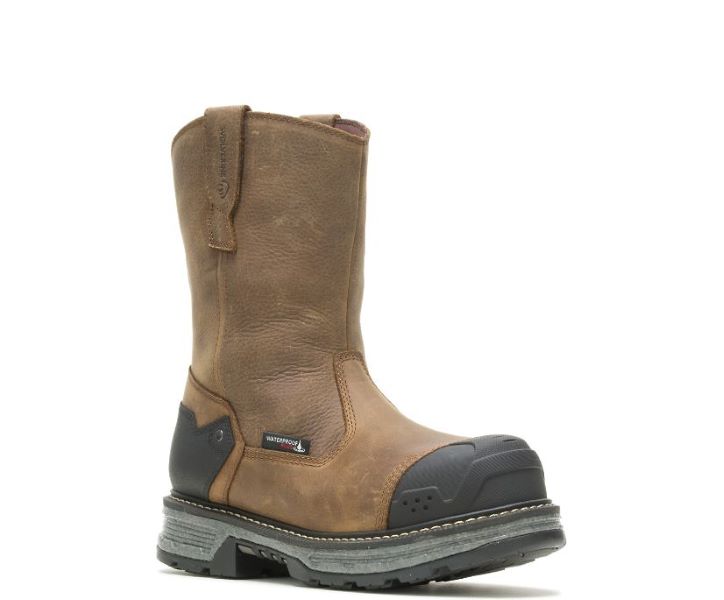le bos Wolverine Brown 11 inch Pull-on Hellcat Ultraspring Waterproof Carbonmax Carbon Toe Mens Work Boots W211141