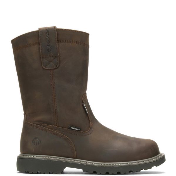 le bos Wolverine Dark Coffee Floorhand Met Guard 6 inch Waterproof Steel Toe Men's 10 inch Pull On Wellington Work Boots W231025