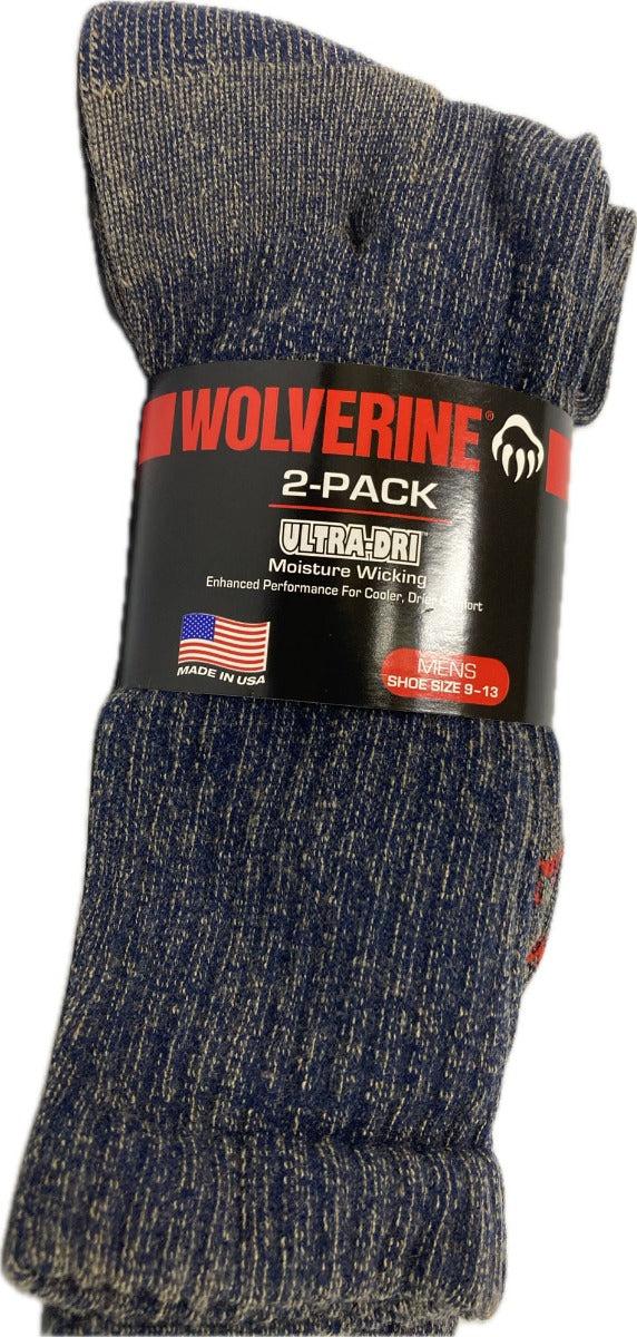 le bos Wolverine Denim Ultra-Dri 2 Pack Men's Moisture Wicking Men's Socks 72909-DENIM