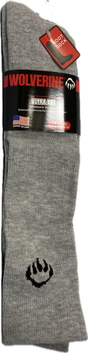 le bos Wolverine Grey Ultra-Dri Over the Calf Men's Moisture Wicking Boot Socks 8405-GREY