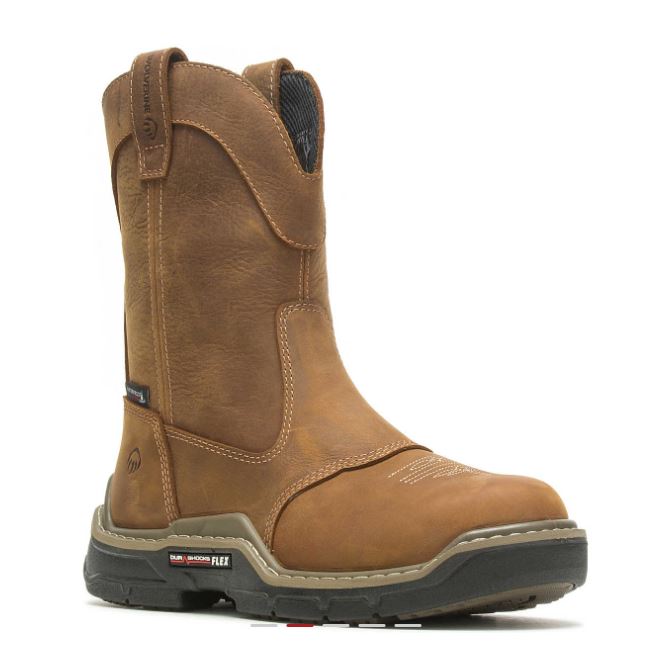 le bos Wolverine Real Brown Men's Raider Durashocks Western Carbonmax Work Wellington Boots W221045