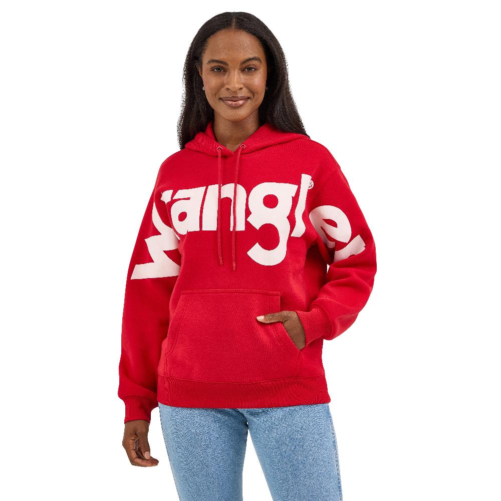 Le Bos Wrangler Berry Red Bold Logo Women's Hoodie 112371605