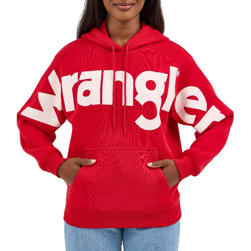 le bos Wrangler Berry Red Bold Logo Women's Hoodie 112371605