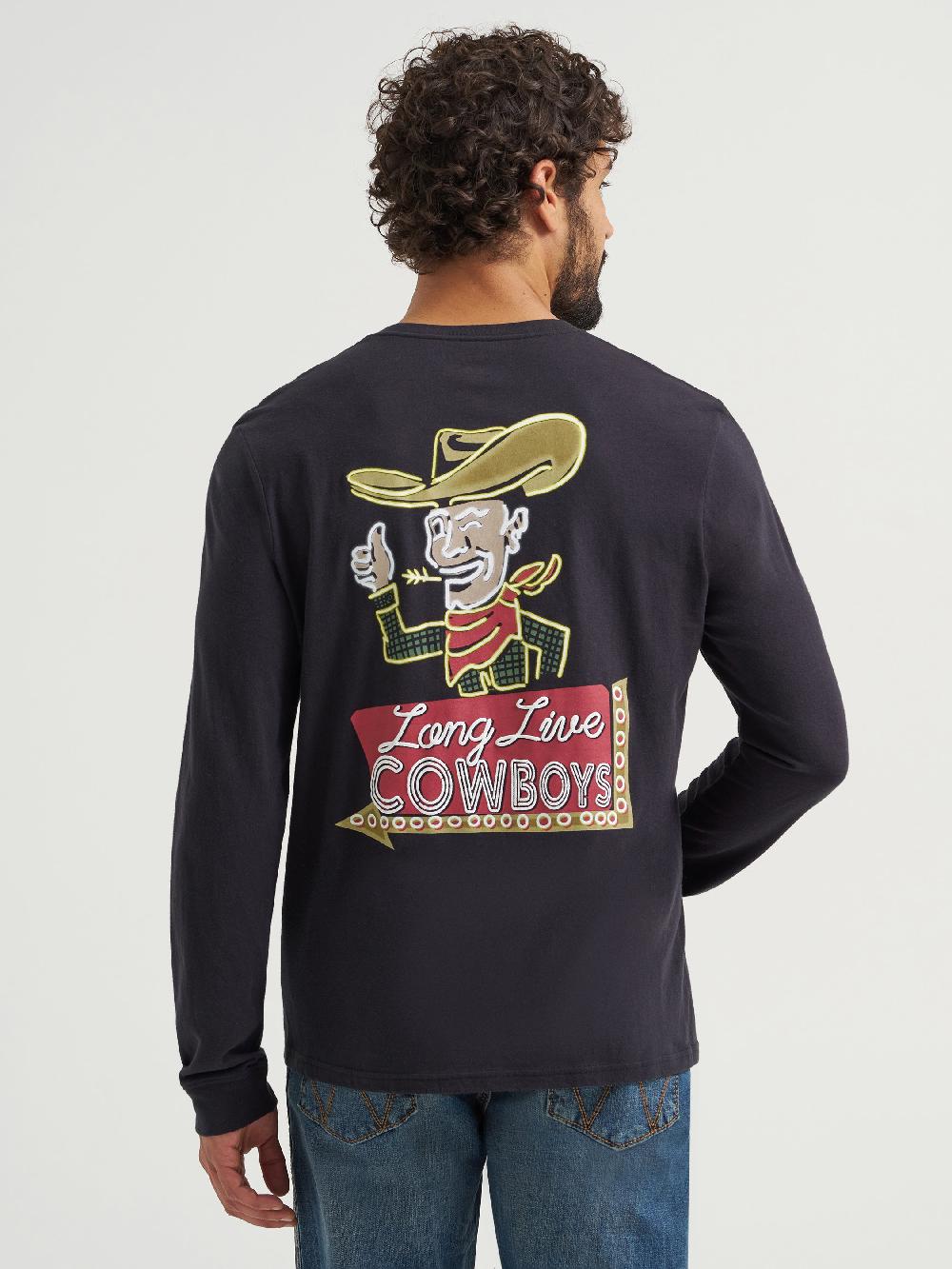 Le Bos Wrangler Black Beauty Cowboy Bac Men's Long Sleeve Graphic T-Shirt 112368560