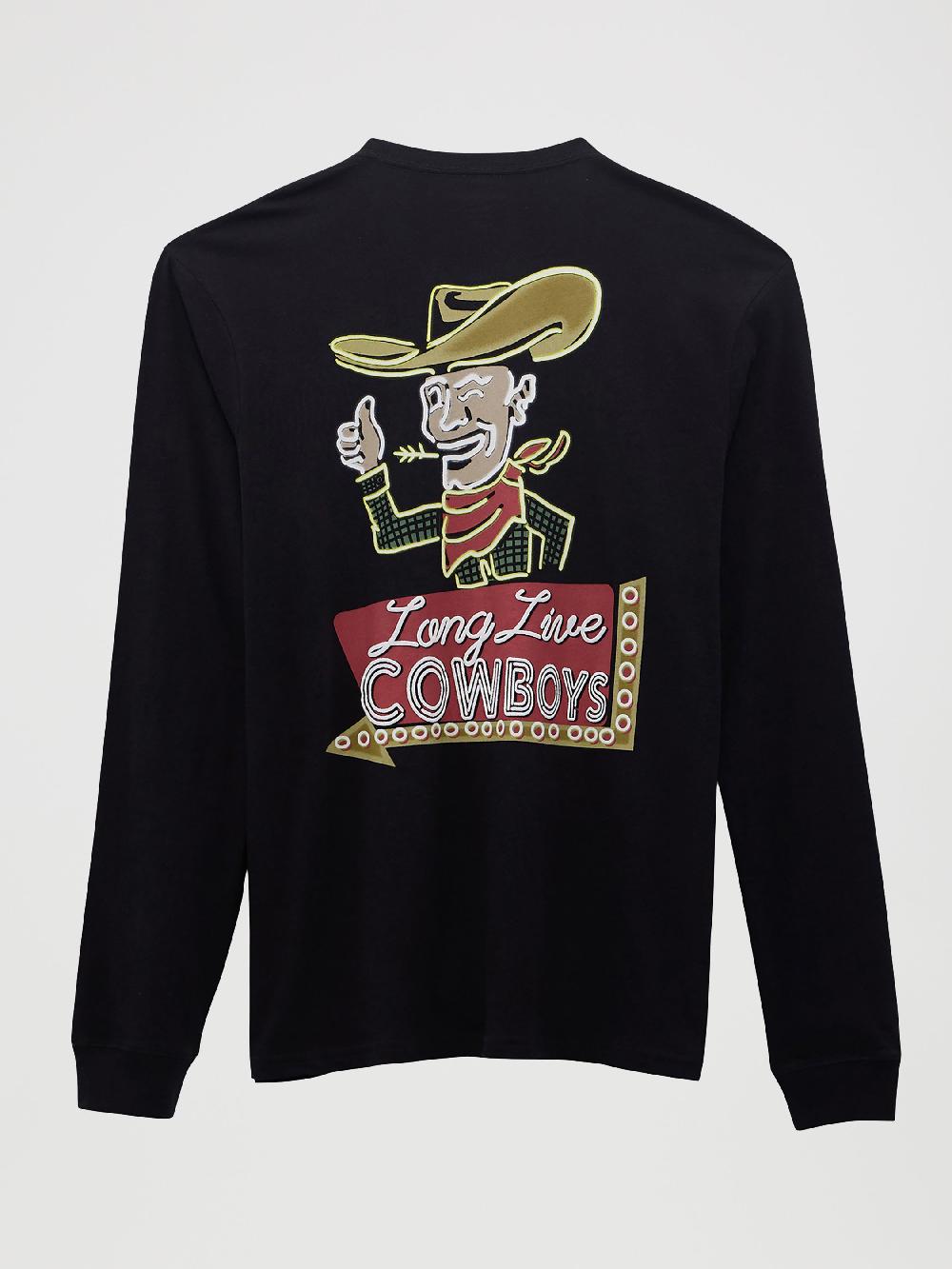 Le Bos Wrangler Black Beauty Cowboy Bac Men's Long Sleeve Graphic T-Shirt 112368560
