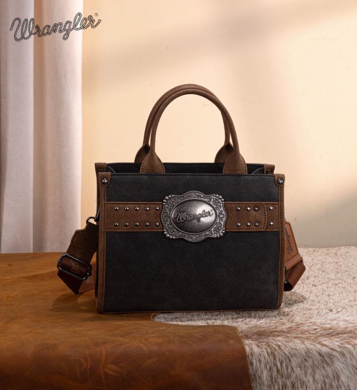 Le Bos Wrangler Black Buckle Tote/Crossbody WG250-81202BK