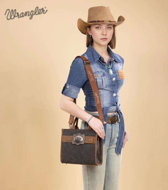 Le Bos Wrangler Black Buckle Tote/Crossbody WG250-81202BK