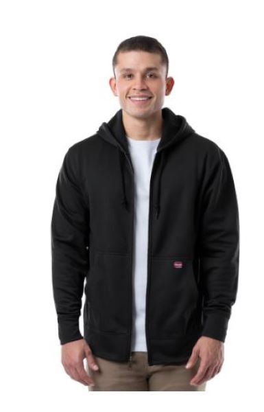 le bos Wrangler Black Workwear Performance Men's Relaxed Fit Zip Up Hoodie 39910001882-BLK