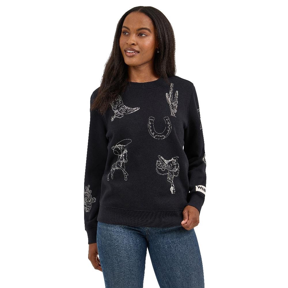 le bos Wrangler Black Wrangler Icons Women's Pullover Sweatshirt 112371617