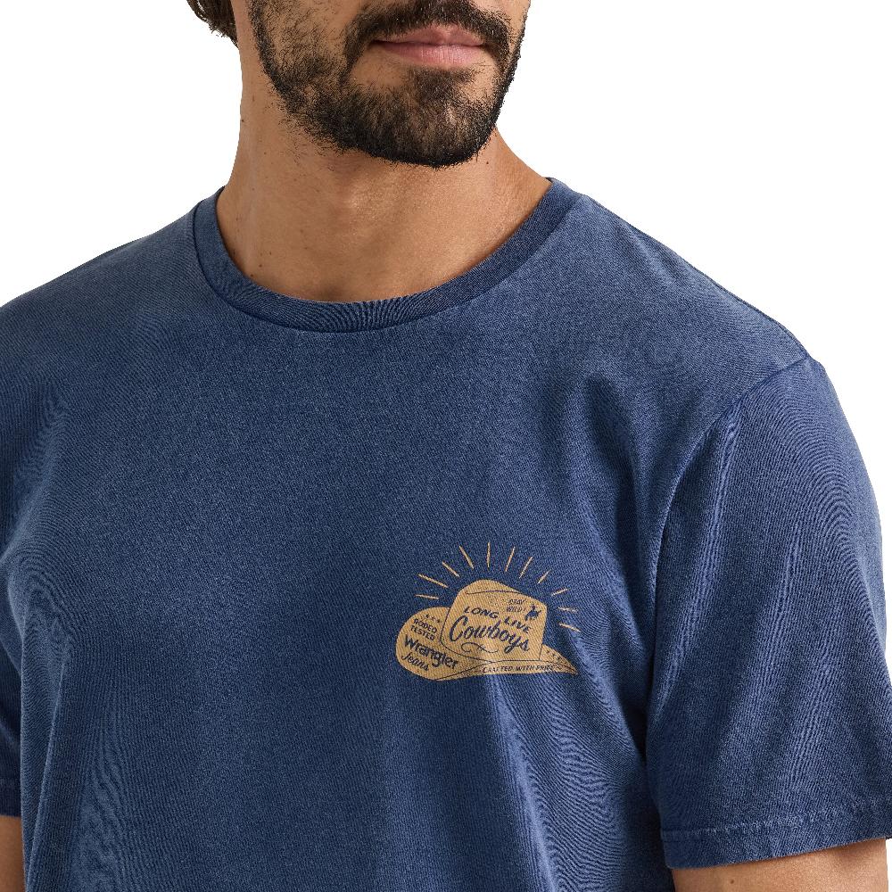 Le Bos Wrangler Blue Wash Back Graphic Men's Pocket T-Shirt 112358756