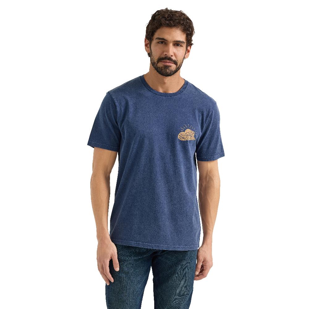 Le Bos Wrangler Blue Wash Back Graphic Men's Pocket T-Shirt 112358756