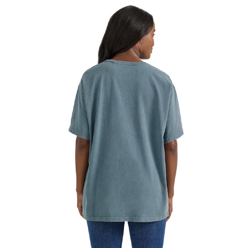 Le Bos Wrangler Blue Western Graphic Oversized Women's Cotton Tee Shirt 112354383