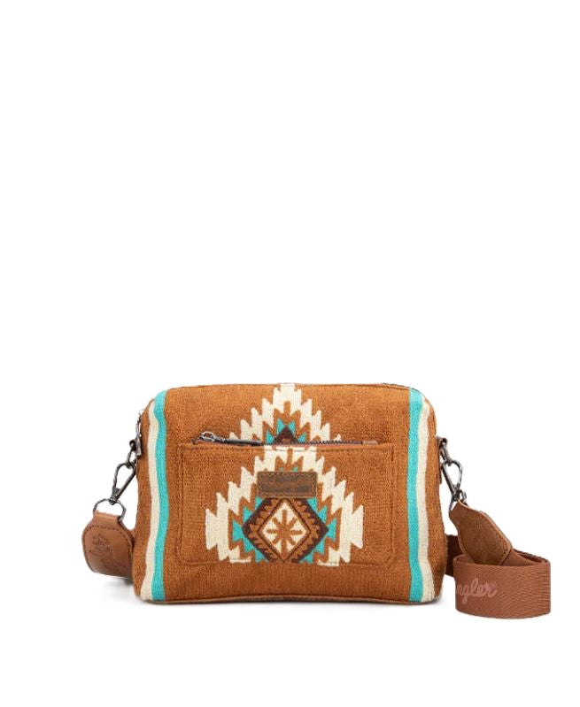 le bos Wrangler Brown Aztec Knitted Crossbody Purse WG174-1832BR