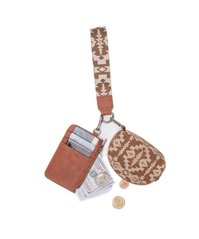 Le Bos Wrangler Brown Aztec Print Keychain Card Holder WG2212-W0051BR