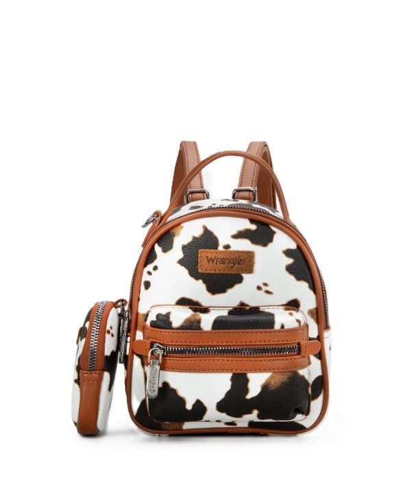 le bos Wrangler Brown Cow Print Mini Backpack WG133-8600BR