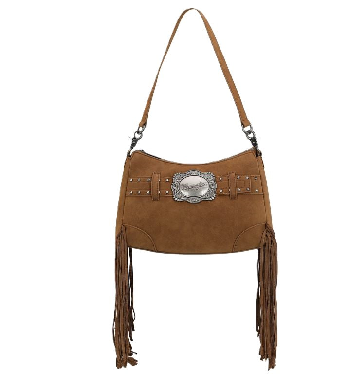 Le Bos Wrangler Brown Fringe Buckle Hobo Bag/Crossbody Bag WG241-2022BR
