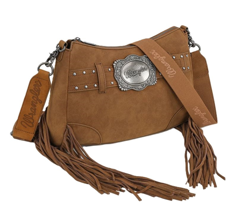 Le Bos Wrangler Brown Fringe Buckle Hobo Bag/Crossbody Bag WG241-2022BR