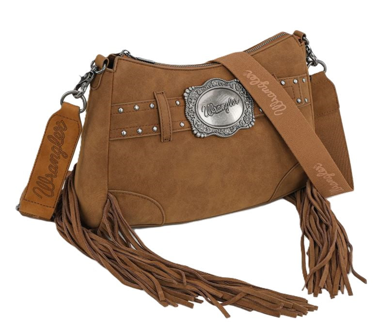 Le Bos Wrangler Brown Fringe Buckle Hobo Bag/Crossbody Bag WG241-2022BR
