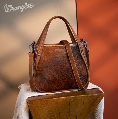 Le Bos Wrangler Brown Genuine Hair On Cowhide Tote Bag WG169-2022BR