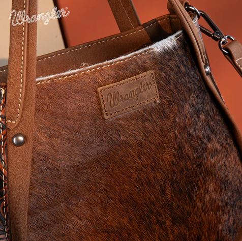 Le Bos Wrangler Brown Genuine Hair On Cowhide Tote Bag WG169-2022BR