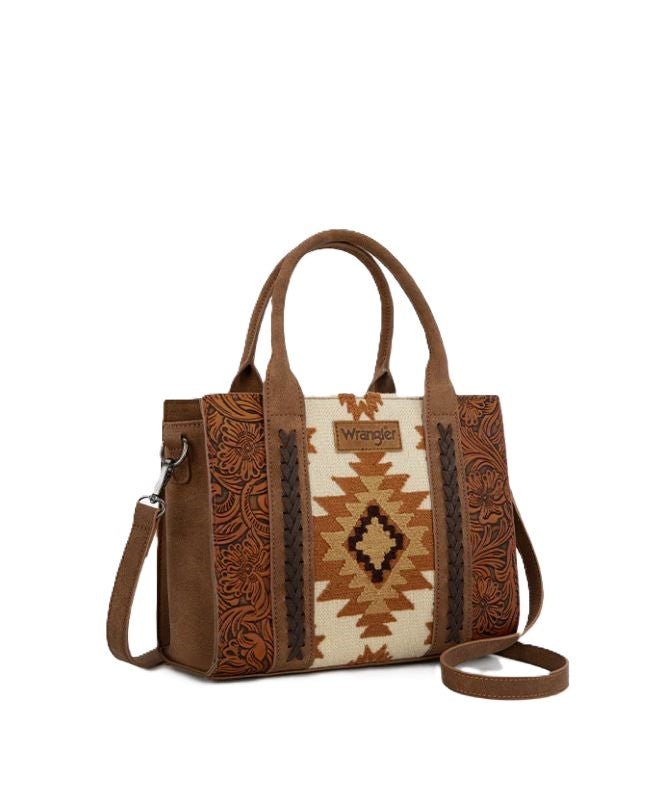 le bos Wrangler Brown Tooled Aztec Knitted Concealed Carry Tote Set WG226-8120BR
