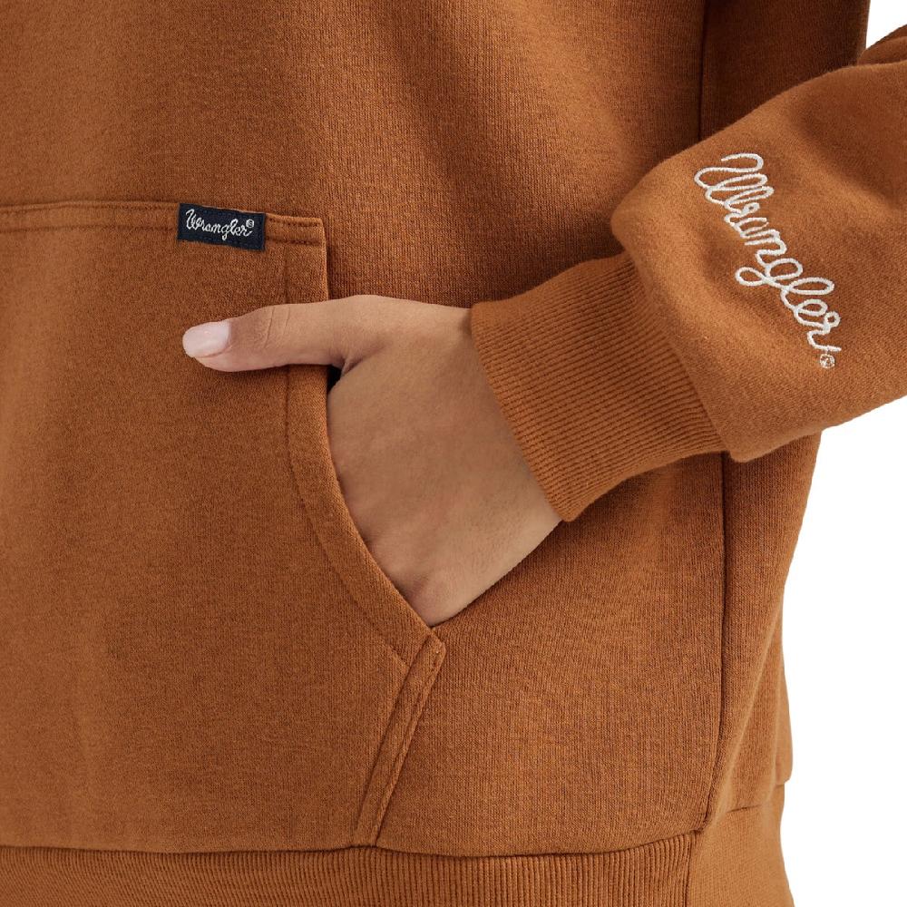 Le Bos Wrangler Brown Western Stitch Yoke Women's Quarter Zip Sweatshirt 112356689