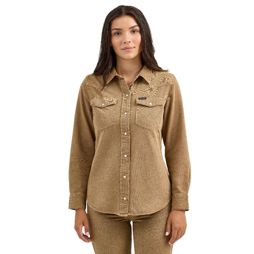 Le Bos Wrangler Brown Women's Colorwash Slim Western Snap Shirt 112368183