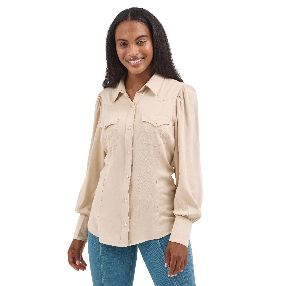 le bos Wrangler Buff Women's Poet Sleeve Collared Longsleeve Shirt 112367278