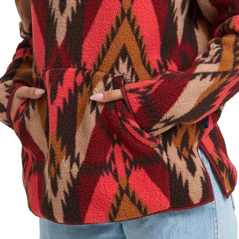 Le Bos Wrangler Burgundy Flame Retro Quarter-Zip Sherpa Women's Pullover 112371633