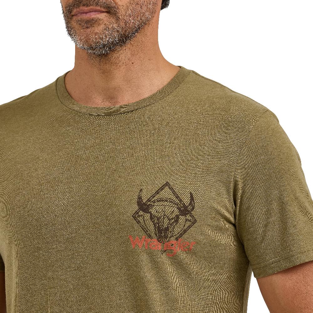 Le Bos Wrangler Burnt Olive Steer Men's Back Graphic 'Spirit Of The West' Graphic T-Shirt 112365657