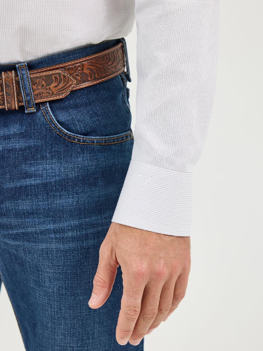 Le Bos Wrangler Ceramic Print Cody Johnson Men's Collared One Pocket Button Down Long Sleeve Shirt 112365616