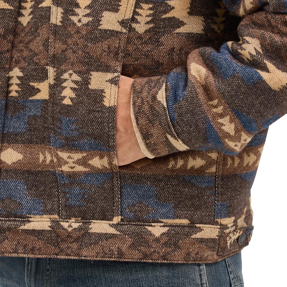 Le Bos Wrangler Chocolate Torte Sherpa Lined Jacquard Print Men's Jacket 112368213