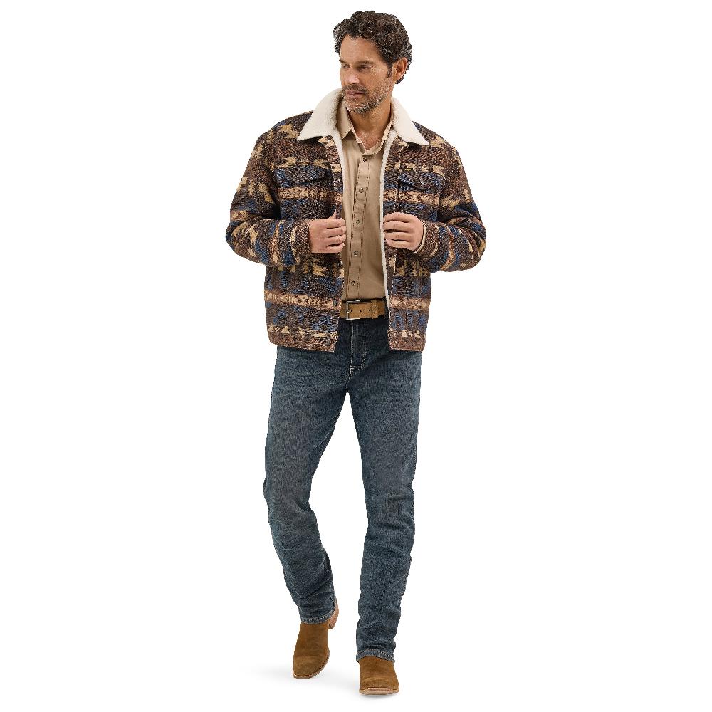 Le Bos Wrangler Chocolate Torte Sherpa Lined Jacquard Print Men's Jacket 112368213