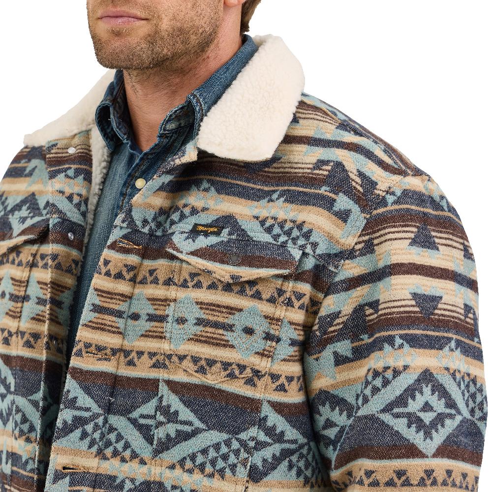Le Bos Wrangler Dark Sapphire Sherpa Lined Jacquard Men's Print Jacket 112368212