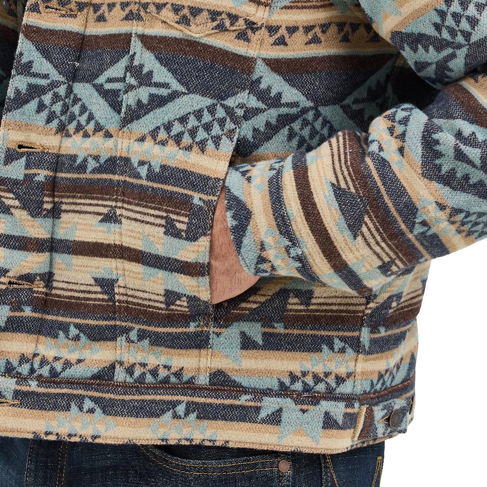 Le Bos Wrangler Dark Sapphire Sherpa Lined Jacquard Men's Print Jacket 112368212