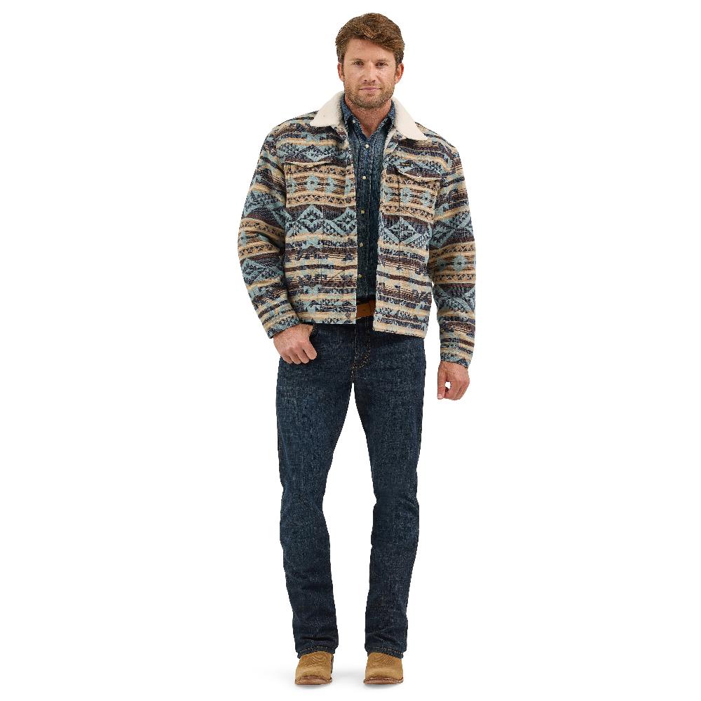 Le Bos Wrangler Dark Sapphire Sherpa Lined Jacquard Men's Print Jacket 112368212