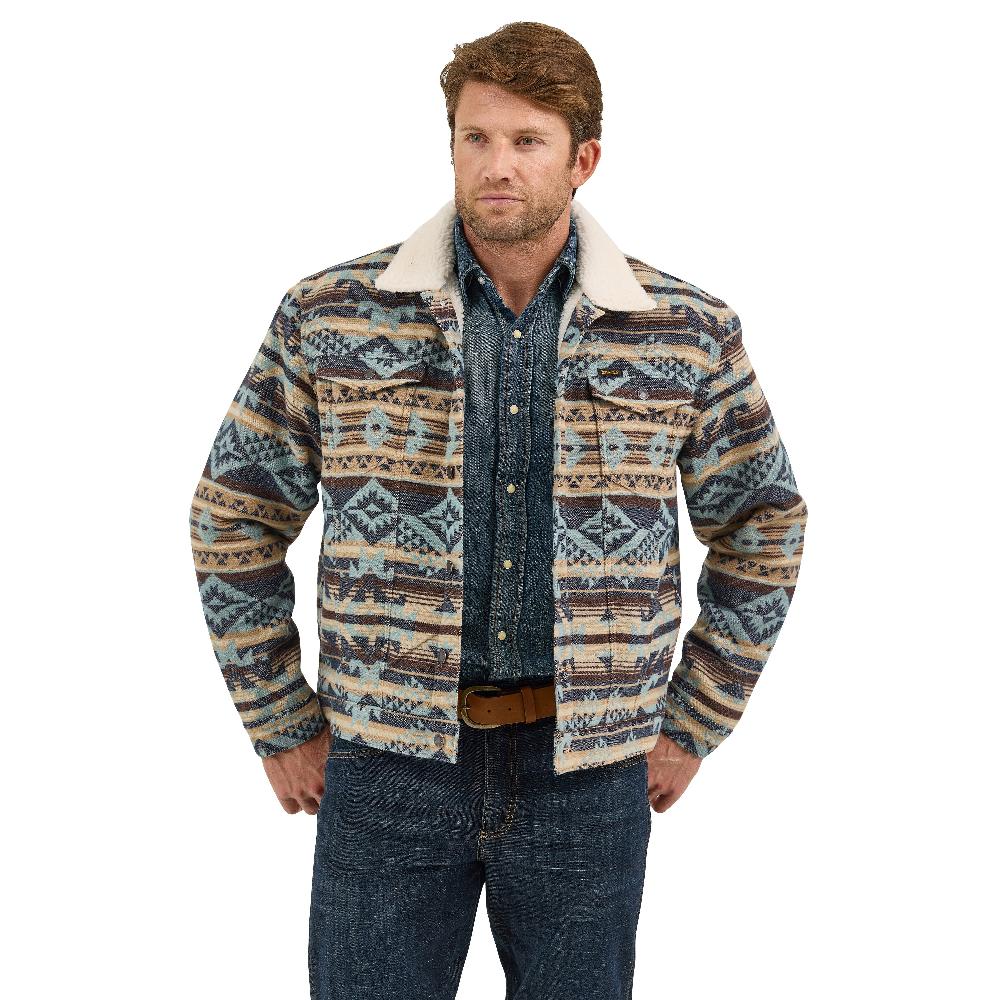 le bos Wrangler Dark Sapphire Sherpa Lined Jacquard Men's Print Jacket 112368212