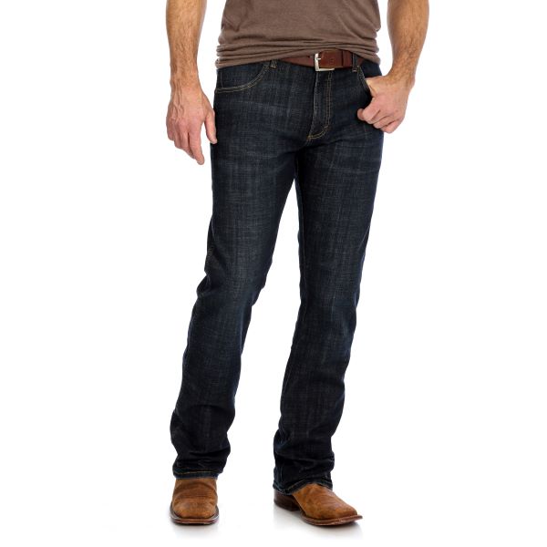 Le Bos Wrangler Dax (Dark Wash) Retro Slim Fit Men's Bootcut Jeans 77MWZDX