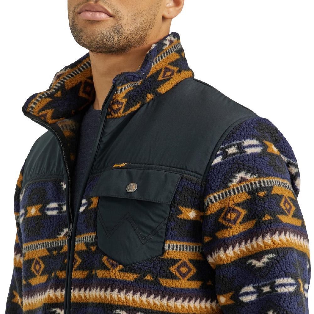 Le Bos Wrangler Desert Vibe Zip Front Men's Lightweight Ripstop Yoke Sherpa Jacket With Stand Up Collar 112352970