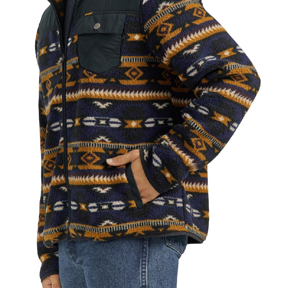 Le Bos Wrangler Desert Vibe Zip Front Men's Lightweight Ripstop Yoke Sherpa Jacket With Stand Up Collar 112352970
